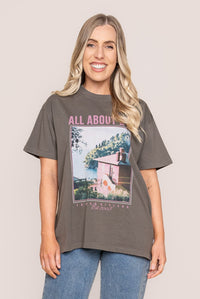 Provence Relaxed Tee in Charcoal - All About Eve