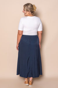 Venetta Midi Dress in White/Navy