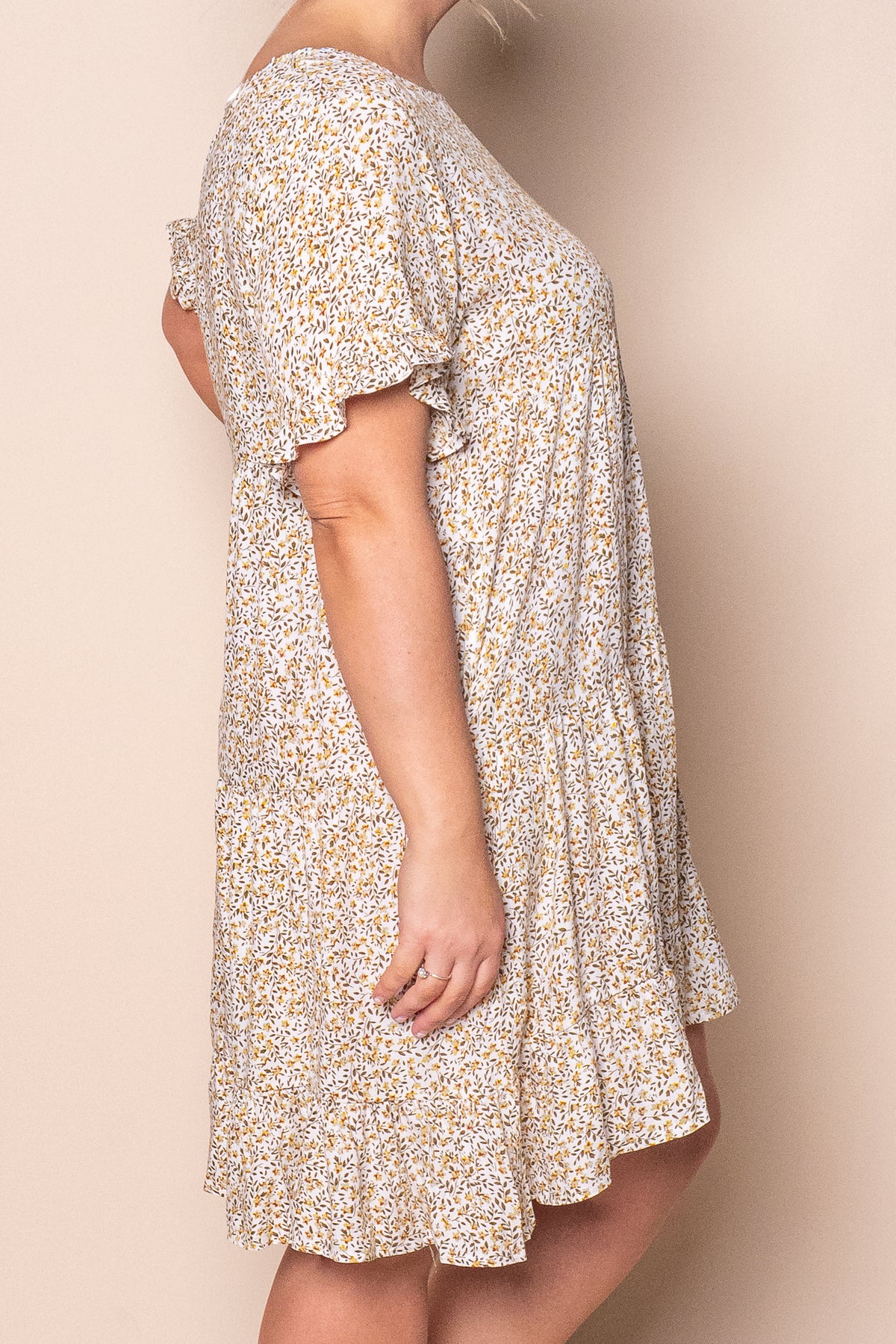 Indira Tiered Dress in White Multi