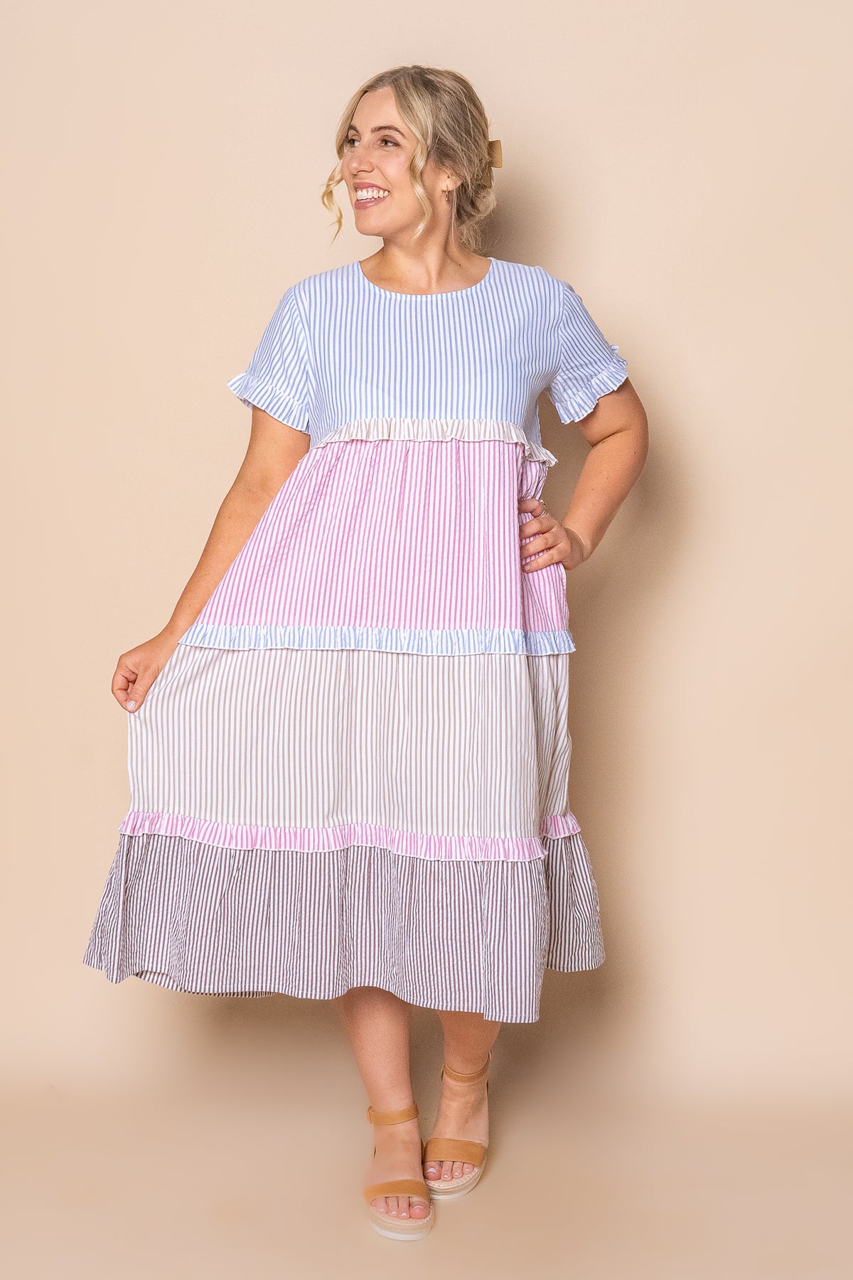 Molly Midi Dress in Blue Multi