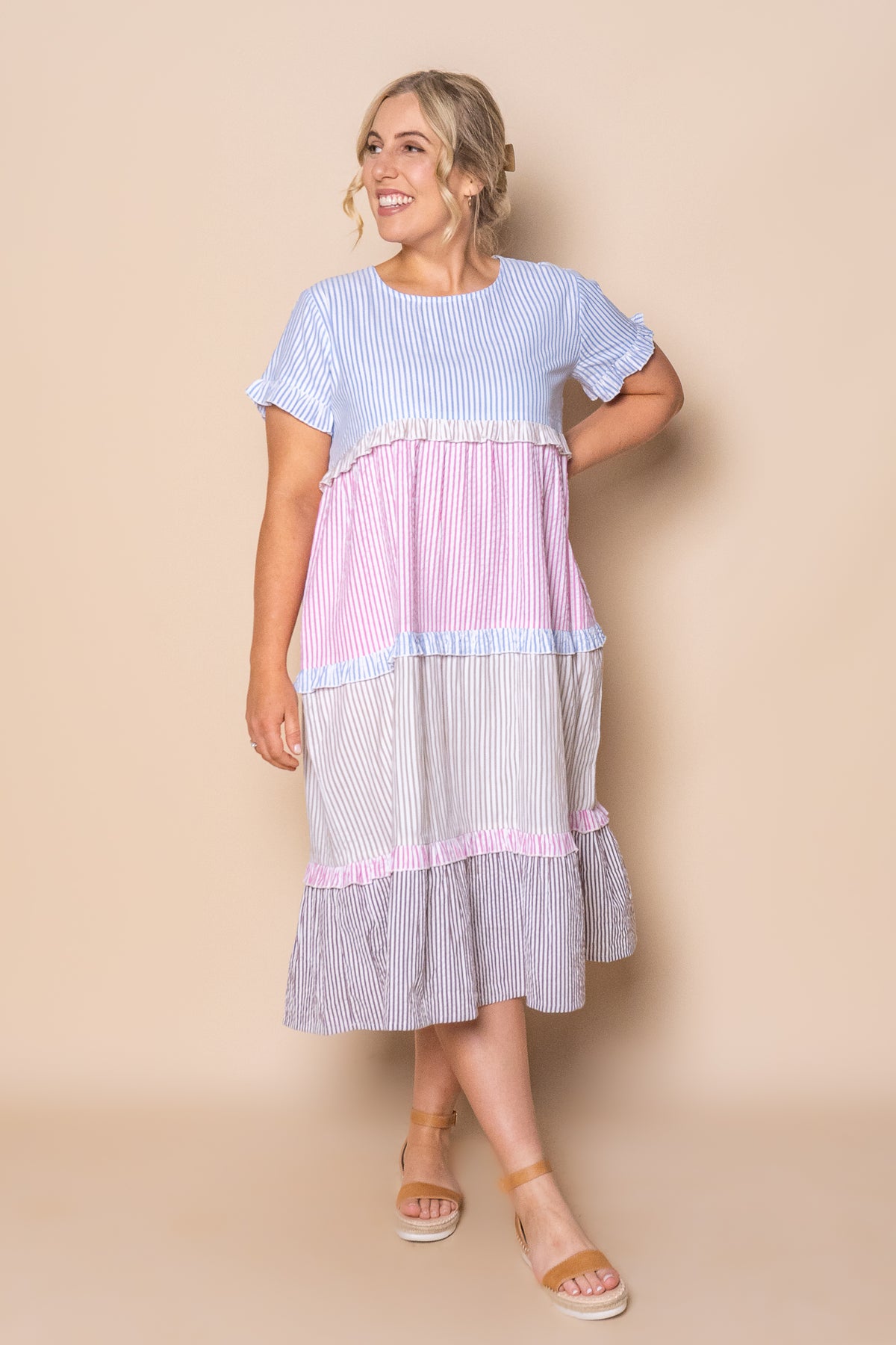 Molly Midi Dress in Blue Multi