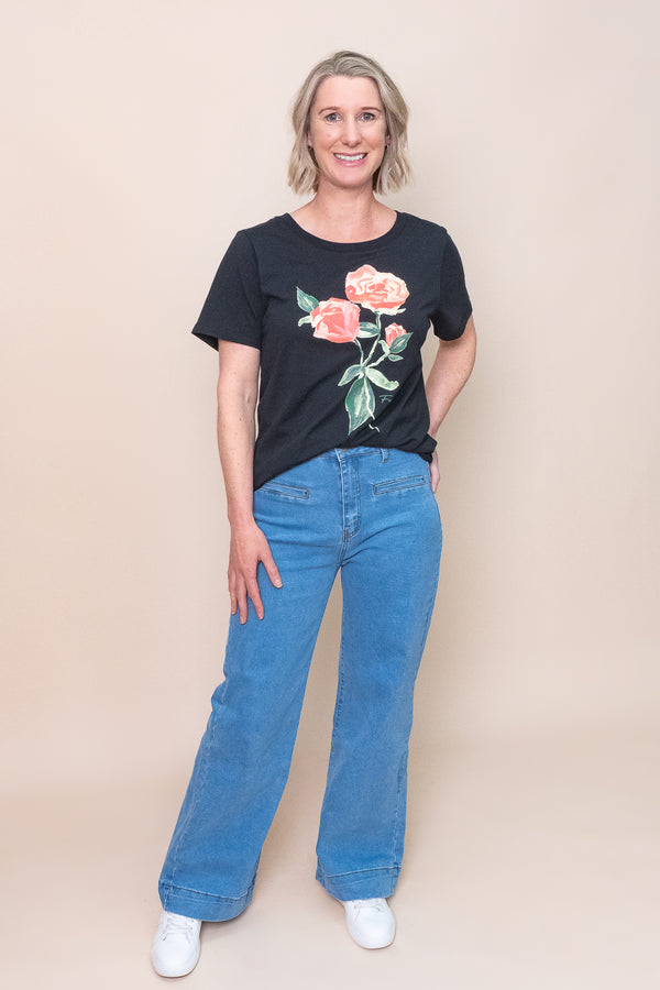 Bloom Tee in Washed Black - Foxwood