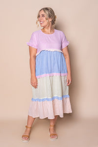 Lindsay Midi Dress in Pink Multi