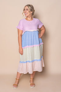 Lindsay Midi Dress in Pink Multi