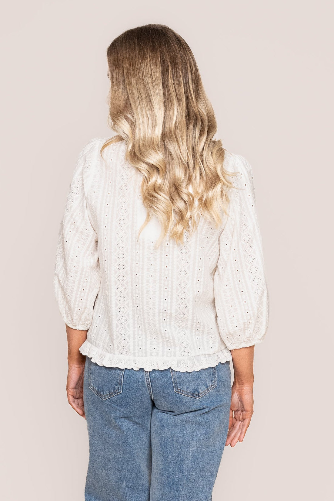 Natasha Broderie Anglaise Top in White
