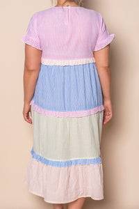 Lindsay Midi Dress in Pink Multi