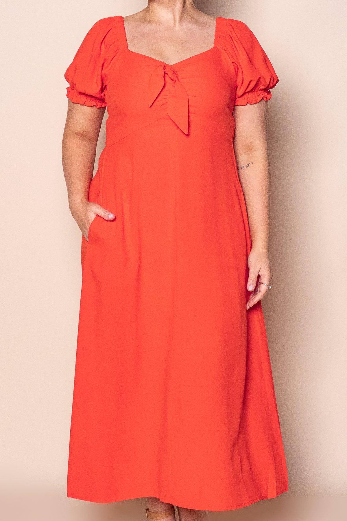 Sienna Midi Dress in Tangerine