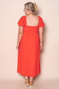 Sienna Midi Dress in Tangerine