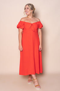 Sienna Midi Dress in Tangerine