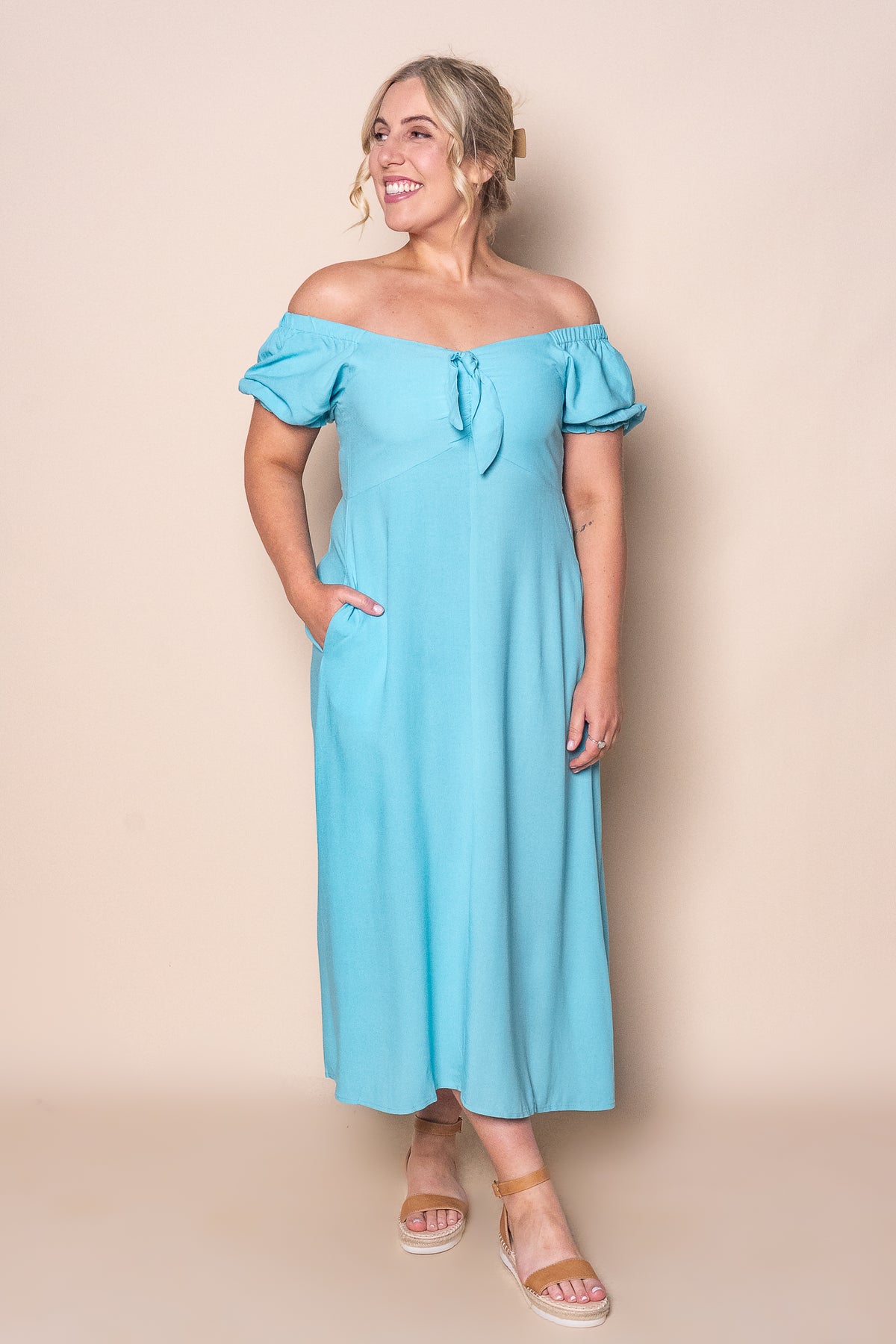 Sienna Midi Dress in Arctic Blue