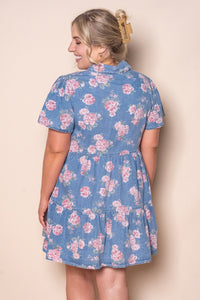 Haddy Floral Tiered Dress in Mid Blue