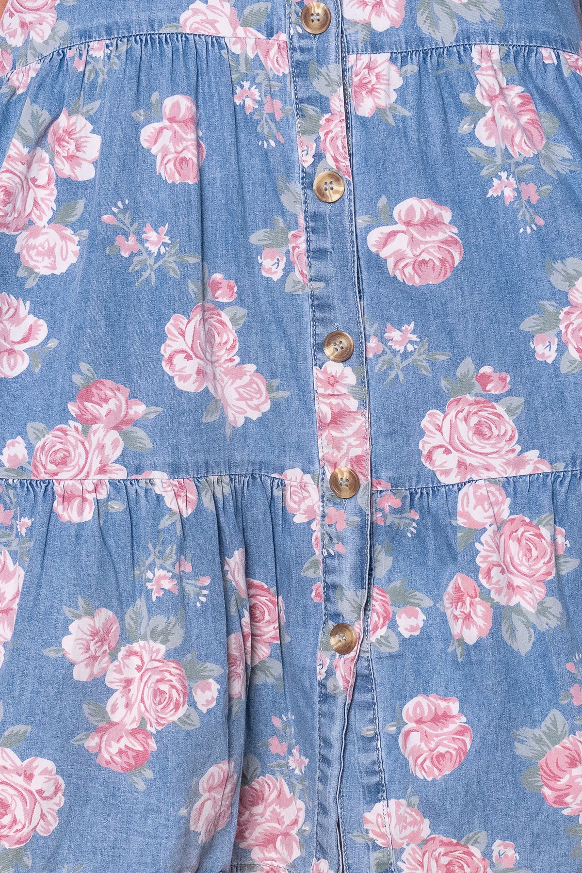 Haddy Floral Tiered Dress in Mid Blue