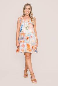 Ruelia Babydoll Mini Dress in Coral