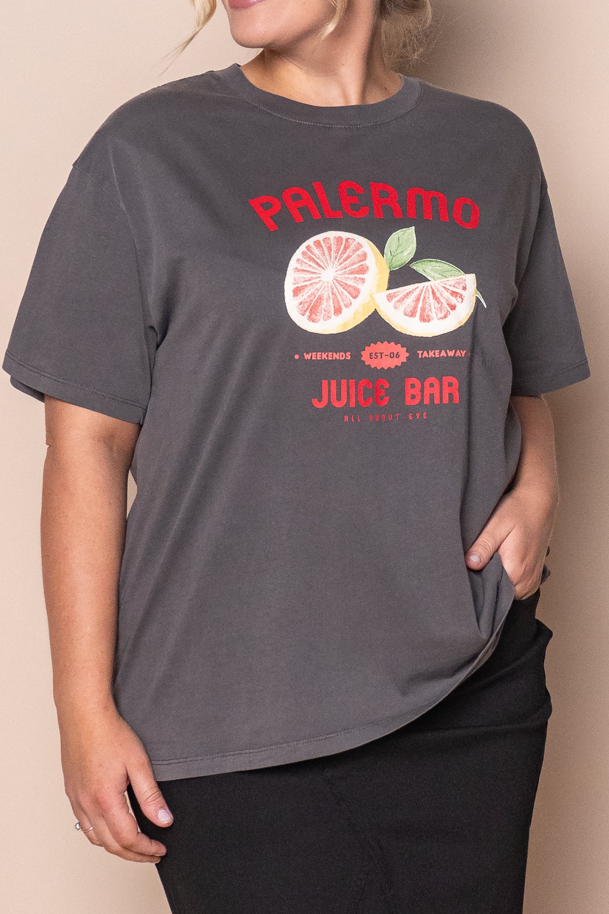 Palermo Relaxed Tee in Charcoal - All About Eve