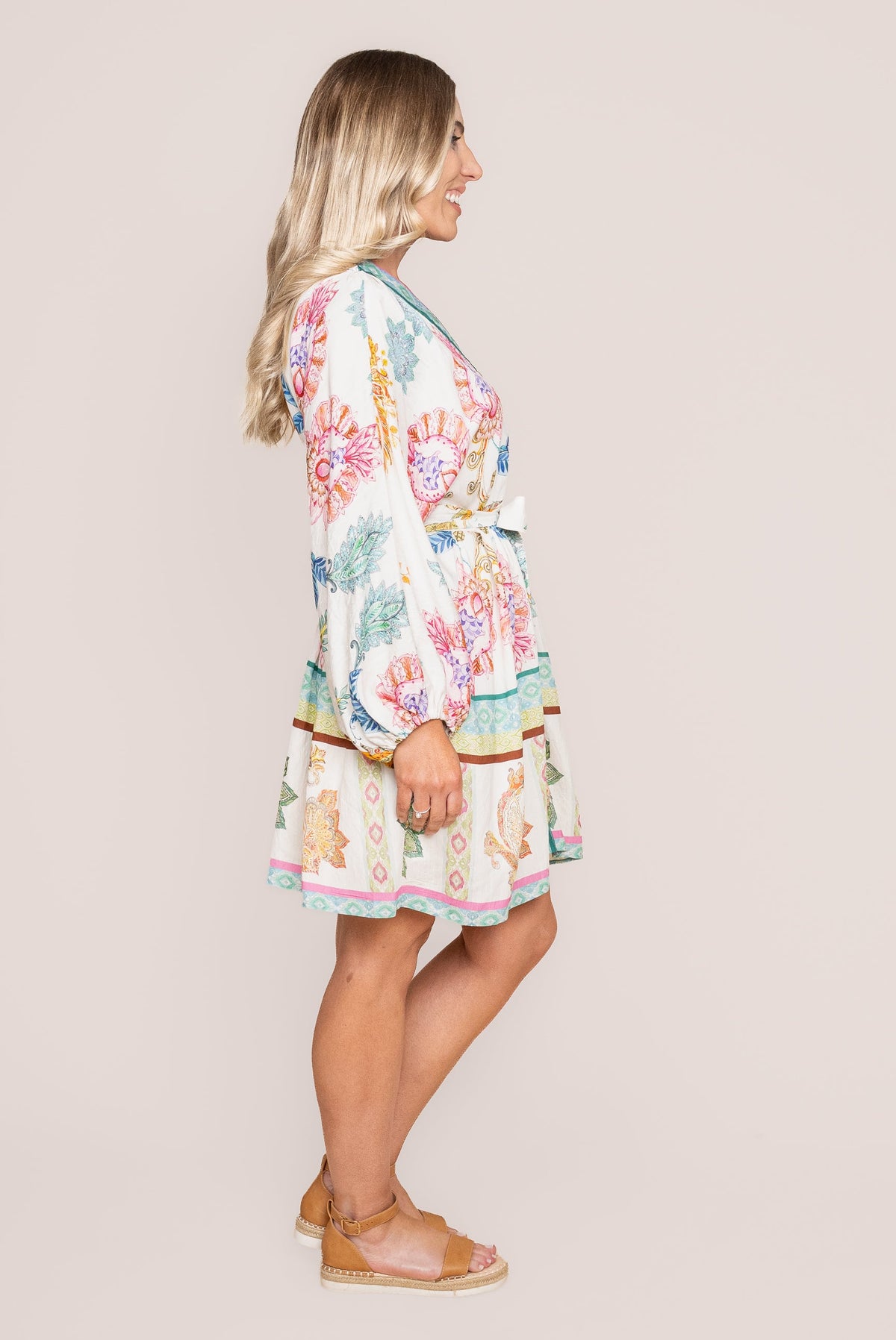 Rennala L/S Babydoll Mini Dress in White