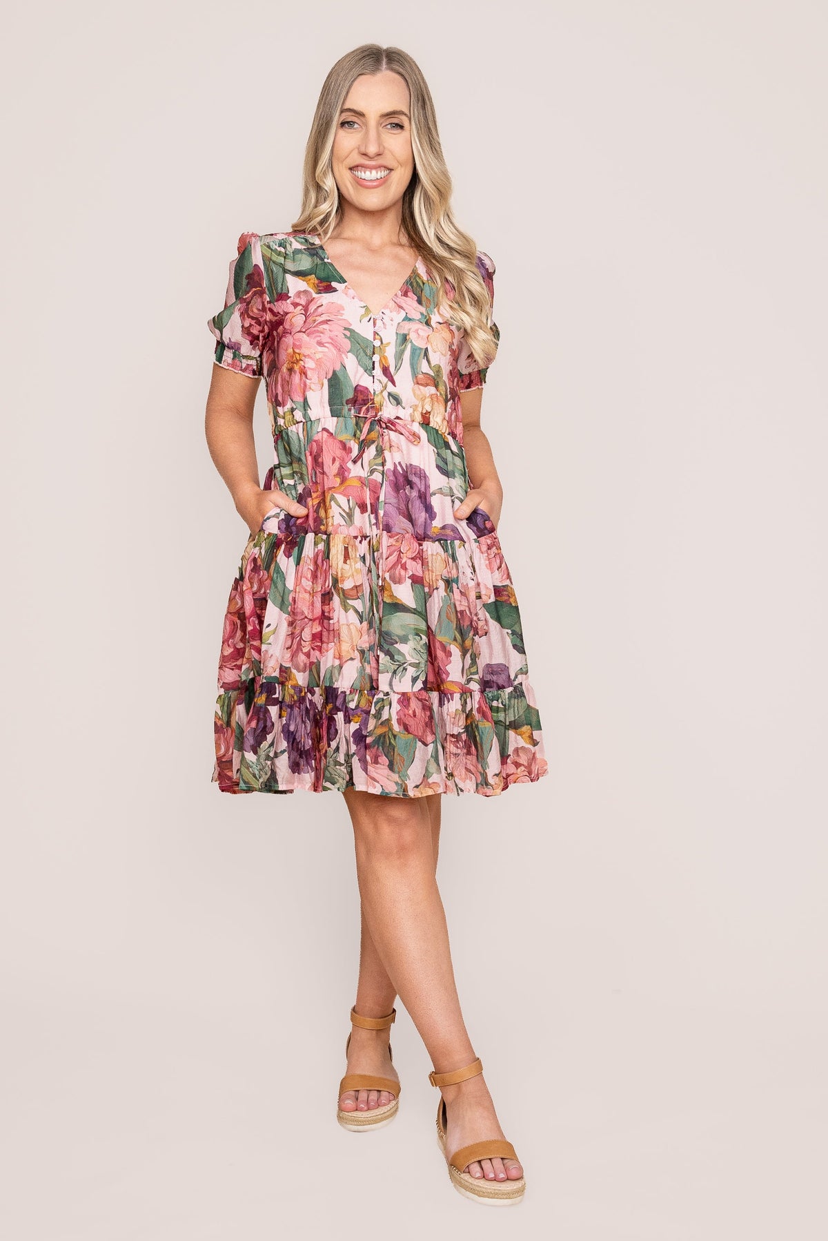 Tullie Floral Dress in Pink
