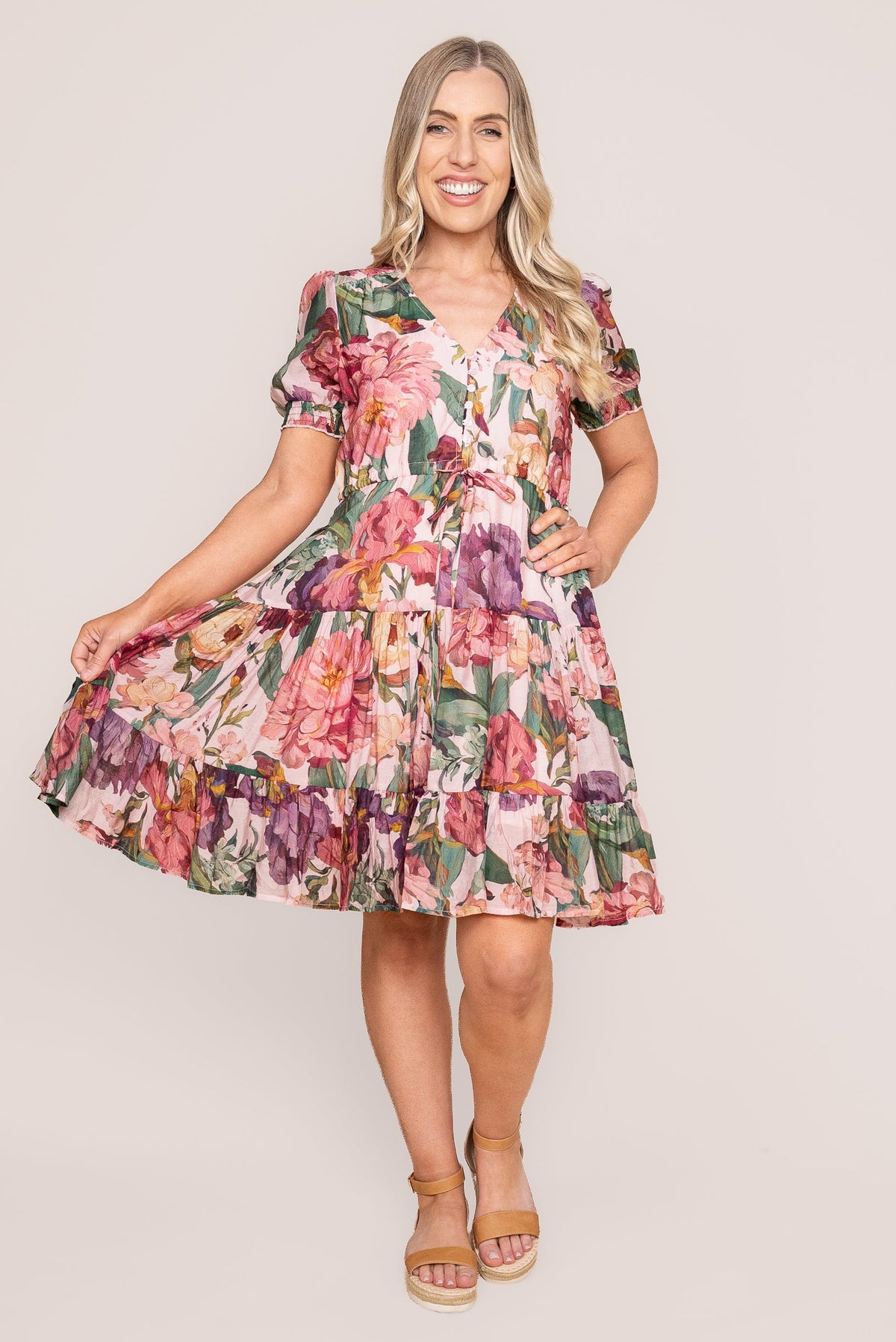 Tullie Floral Dress in Pink