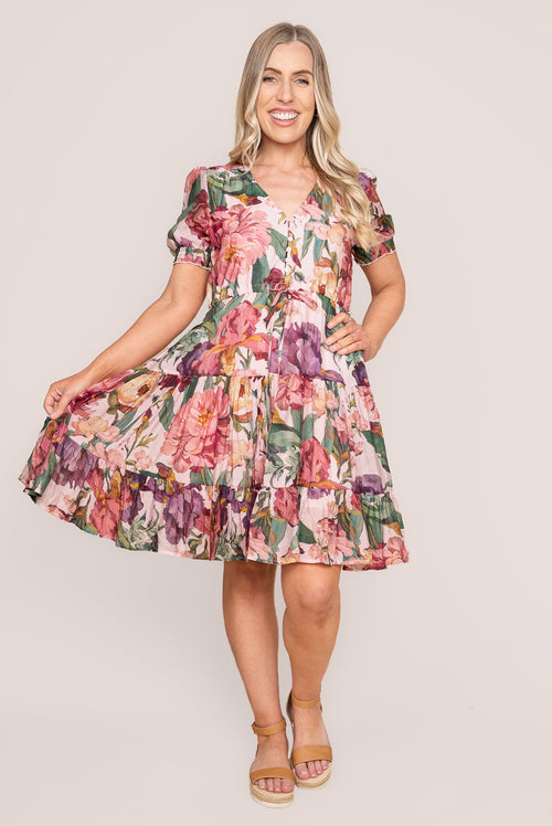 Tullie Floral Dress in Pink