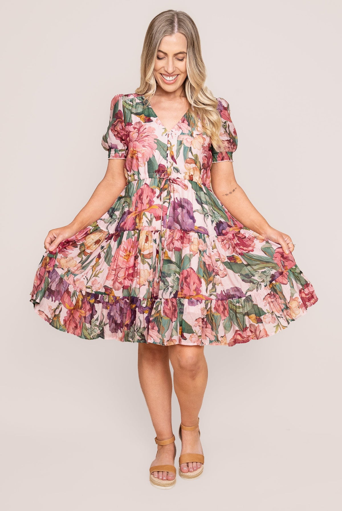 Tullie Floral Dress in Pink