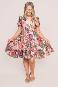 Tullie Floral Dress in Pink