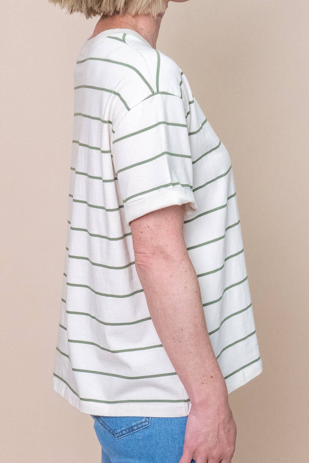 Huntleigh Stripe Tee in Fern - Foxwood