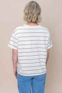 Huntleigh Stripe Tee in Fern - Foxwood