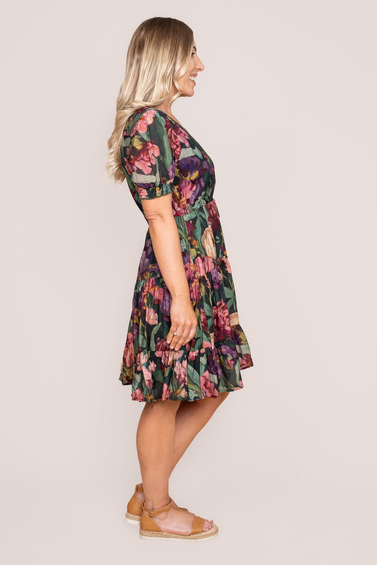 Tullie Floral Dress in Emerald