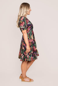 Tullie Floral Dress in Emerald