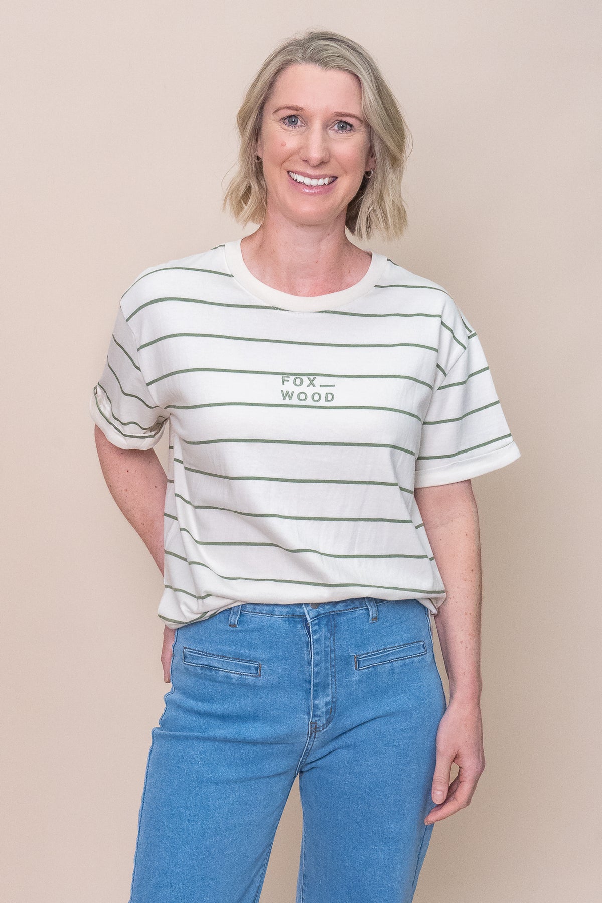 Huntleigh Stripe Tee in Fern - Foxwood