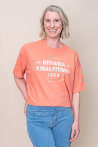 Riviera Oversized Crop Tee in Rose - All About Eve