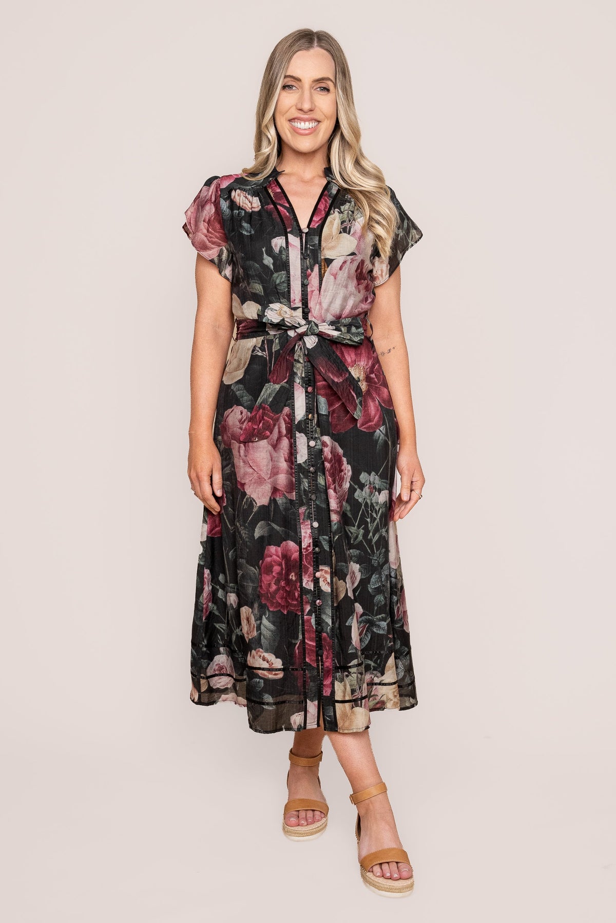 Tessa Midi Dress in Black