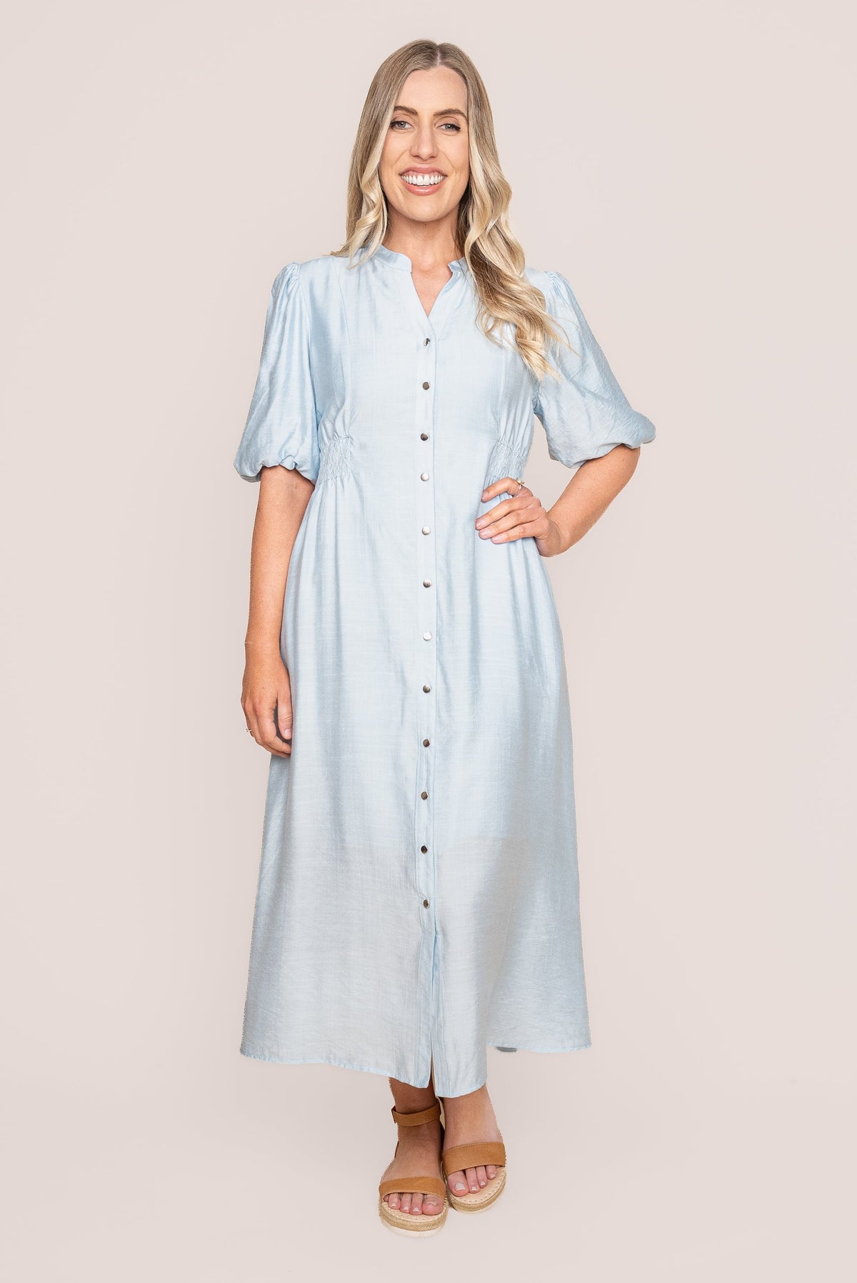 Emilie Midi Dress in Baby Blue
