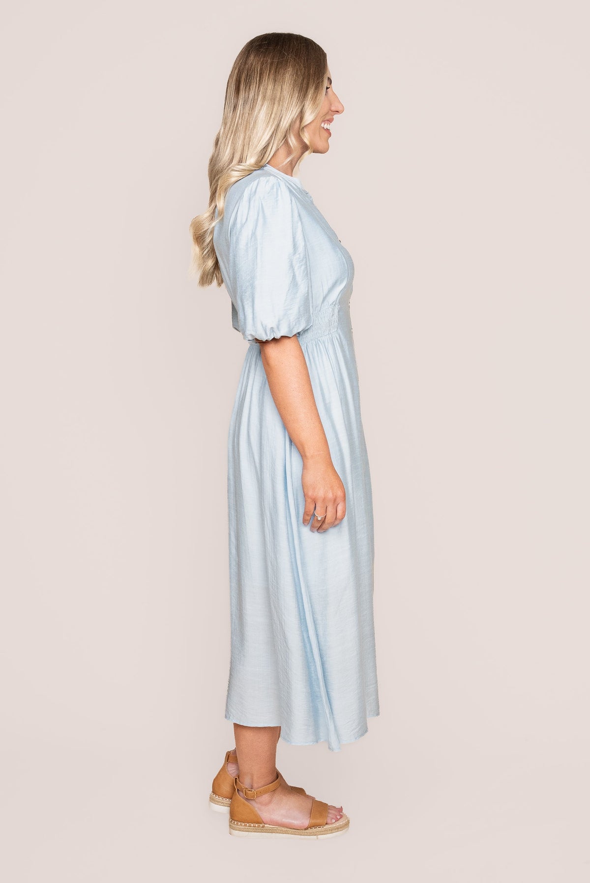 Emilie Midi Dress in Baby Blue