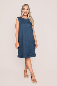 Sonny Denim Dress in Dark Blue - Elm