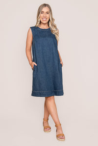 Sonny Denim Dress in Dark Blue - Elm