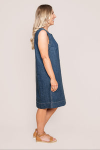 Sonny Denim Dress in Dark Blue - Elm