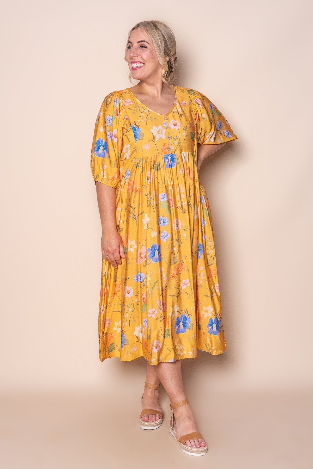 Anna Midi Dress in Marigold