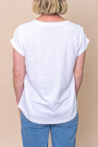 Manly Vee Tee in White - Foxwood