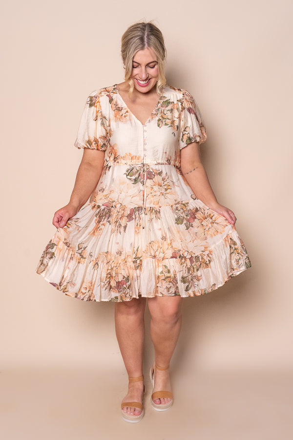 Pammie Floral Dress in Soft Peach