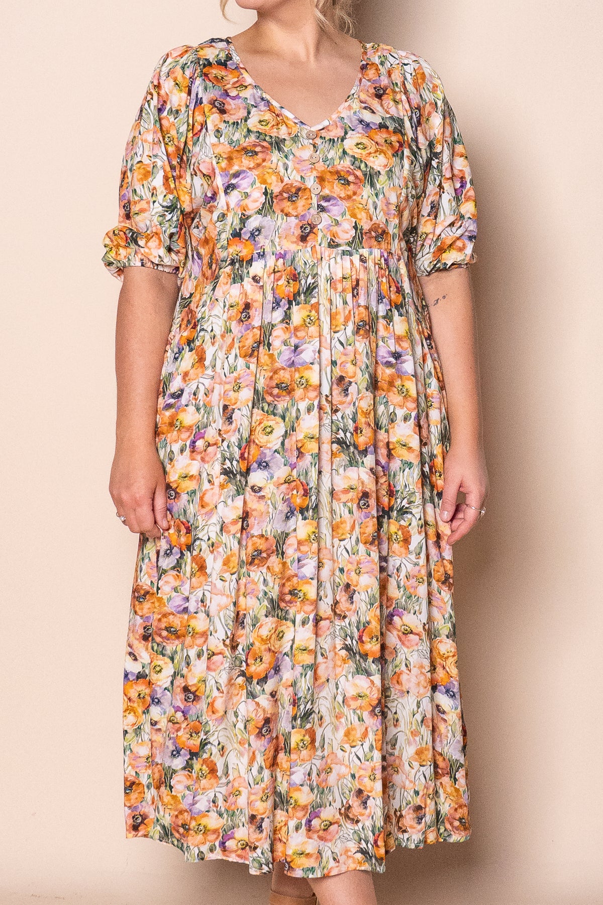 Korinna Midi Dress in Amber Multi