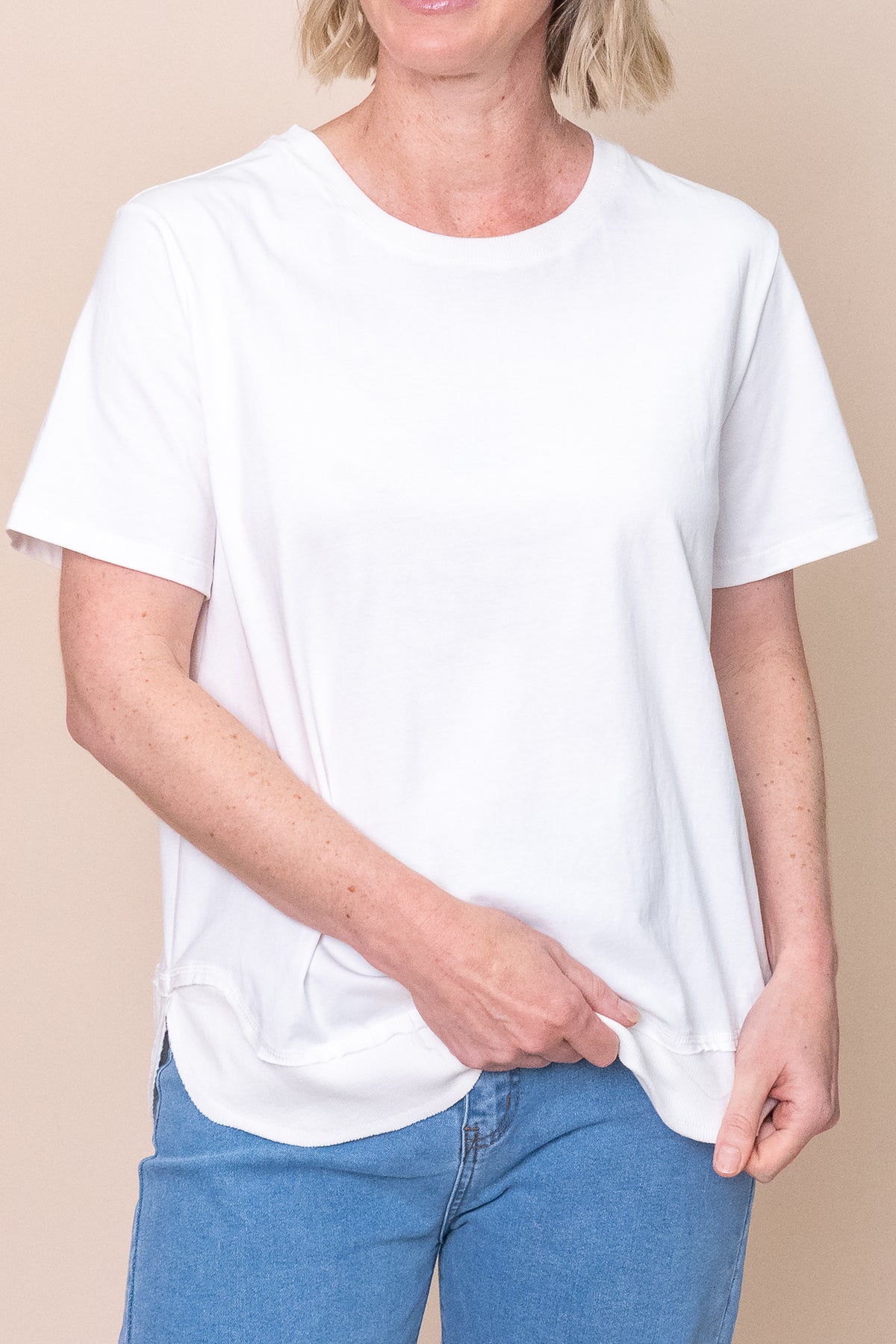 Farrah S/S Tee in White - Foxwood