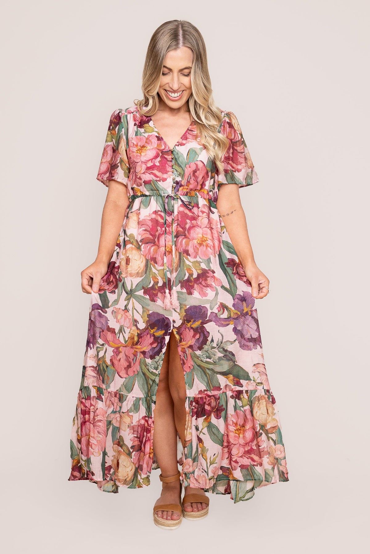 Fleur Midi Dress in Pink