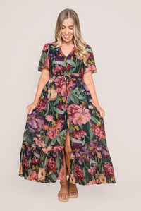 Fleur Midi Dress in Emerald