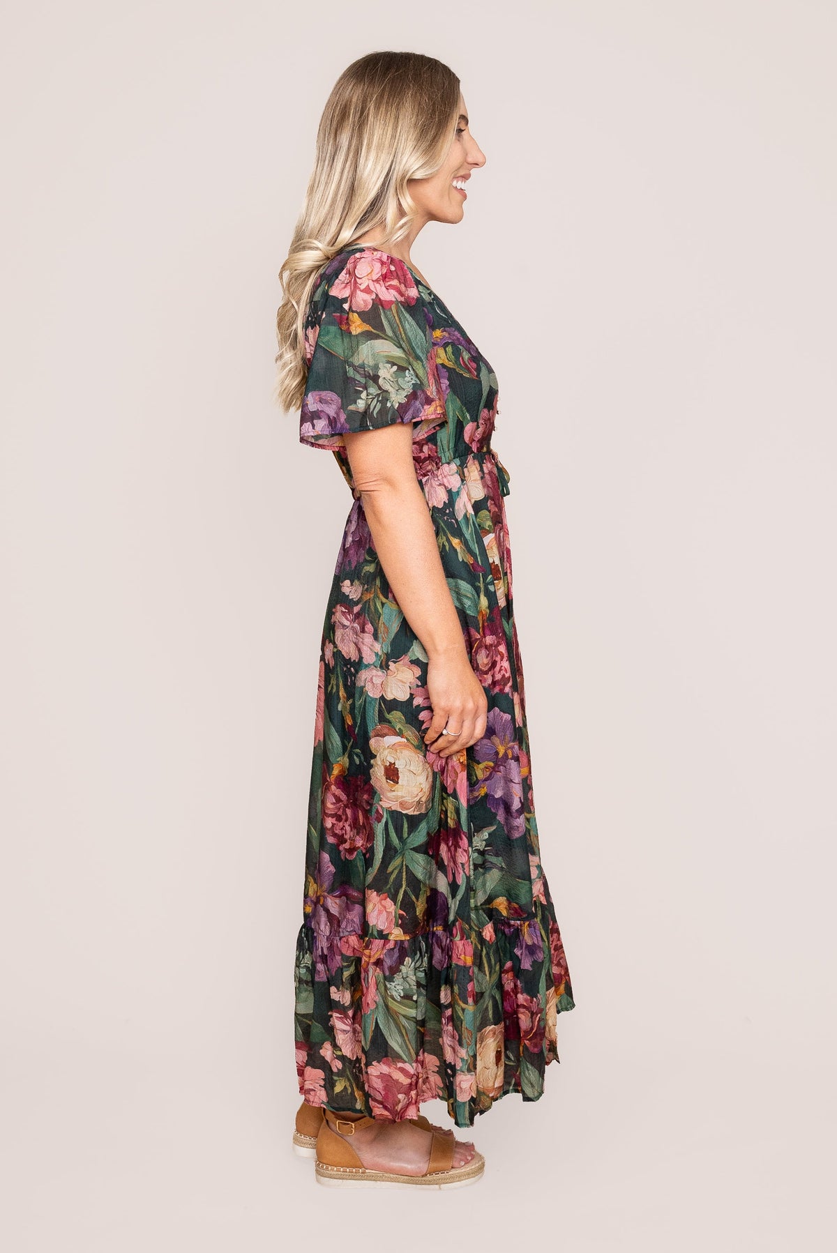 Fleur Midi Dress in Emerald