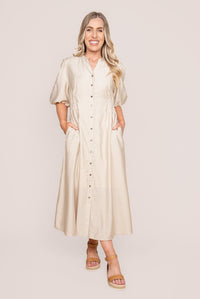 Emilie Midi Dress in Beige