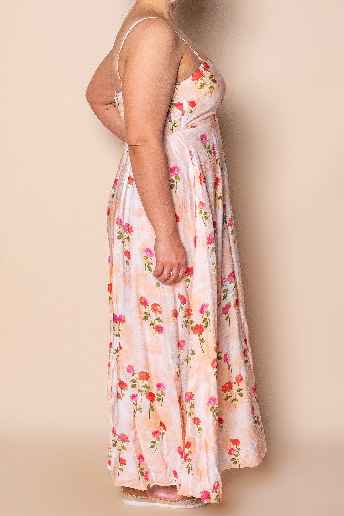 Fawnie Floral Maxi Dress in Peach