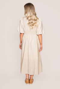 Emilie Midi Dress in Beige