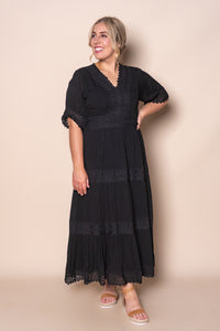 Delta-Rose Midi Dress in Black