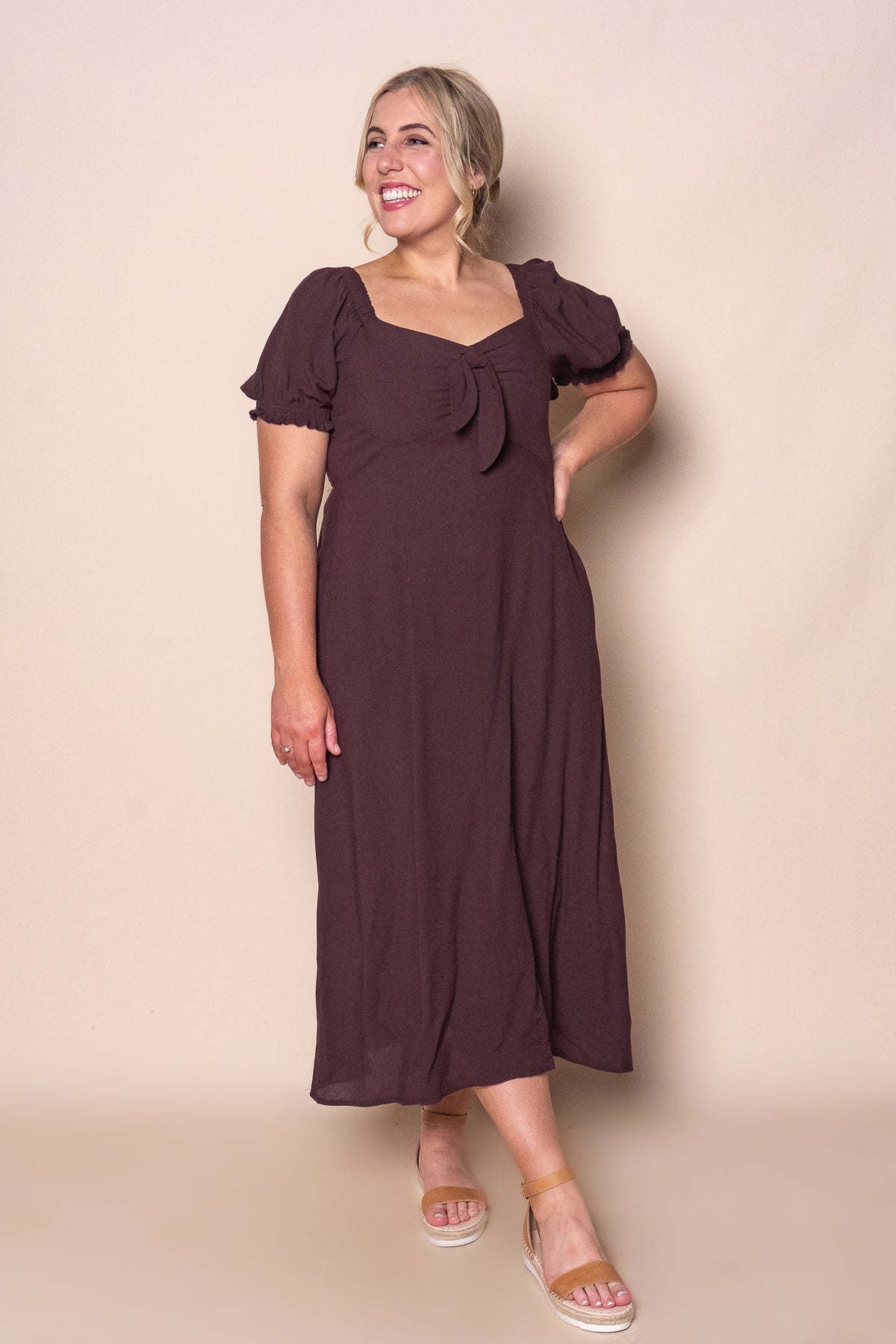 Sienna Midi Dress in Chocolate