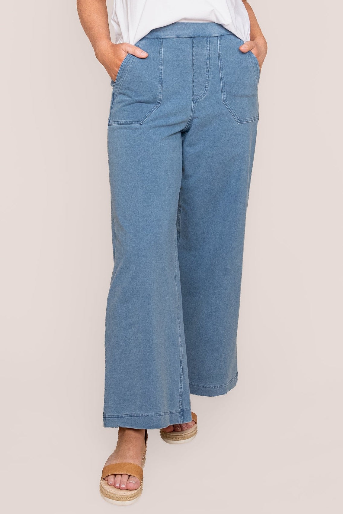 Refaeli Stretch Denim Pants in Light Blue